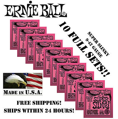 *10 PACK ERNIE BALL SUPER SLINKY 9-42 ELECTRIC GUITAR STRINGS 2223 (10 SETS)*