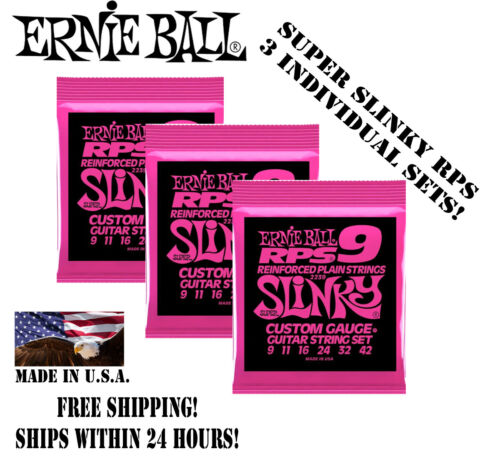**3 SETS ERNIE BALL 2239 SUPER SLINKY RPS ELECTRIC GUITAR STRINGS **