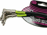 **3-PACK ERNIE BALL 6" RIGHT ANGLE BLACK PATCH CABLES 6050**
