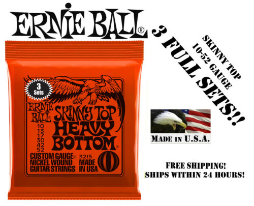 **3 SETS ERNIE BALL 2215 SKINNY TOP HEAVY BOTTOM ELECTRIC GUITAR STRINGS 10-52**