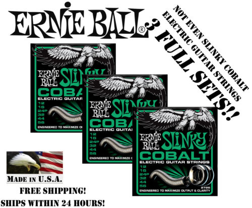 ** 3-PACK ERNIE BALL COBALT NOT EVEN SLINKY ELECTRIC GUITAR STRINGS 12-56 **