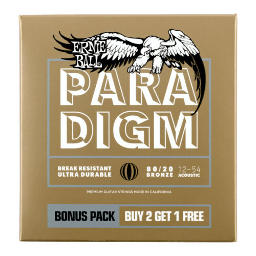 **3-PACK ERNIE BALL PARADIGM 2086 80/20 ACOUSTIC GUITAR STRINGS (12-54)**