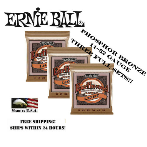**3 SETS! ERNIE BALL EARTHWOOD PHOSPHOR BRONZE ACOUSTIC GUITAR STRINGS 2148**