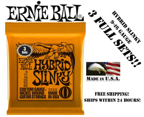 **3 SETS ERNIE BALL 2222 HYBRID SLINKY ELECTRIC GUITAR STRINGS 9-46**