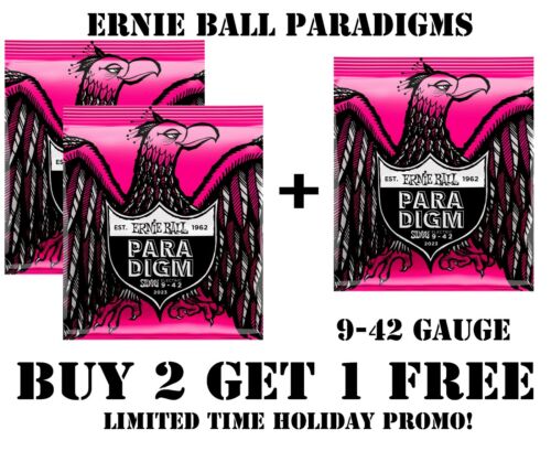 **3 SETS ERNIE BALL PARADIGM 2023 SUPER SLINKY ELECTRIC GUITAR STRINGS (9-42)**
