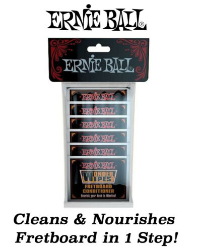 **ERNIE BALL FRETBOARD CONDTIONER & CLEANER WIPES - 20 INDIVIDUAL PACKS**