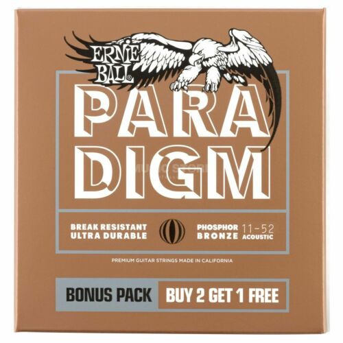 ** 3-PACK ERNIE BALL PARADIGM 3318 PHOSPHOR BRONZE ACOUSTIC GUITAR STRINGS (11-5