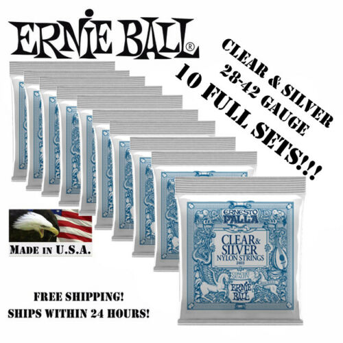 *10 PACK ERNESTO PALLA CLEAR & SILVER CLASSICAL GUITAR STRINGS 2403 (10 SETS)*