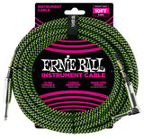 **ERNIE BALL 10' or 18' BRAIDED INSTRUMENT/GUITAR CABLE - 5 COLOR CHOICES**