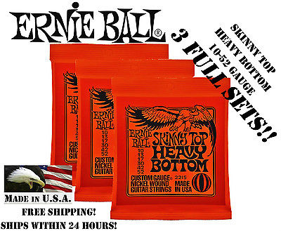 ** 3 SETS! ERNIE BALL SKINNY TOP HEAVY BOTTOM ELECTRIC GUITAR STRINGS 2215 **