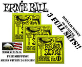 ** 3 SETS! ERNIE BALL REGULAR SLINKY 10-46 ELECTRIC GUITAR STRINGS 2221 **