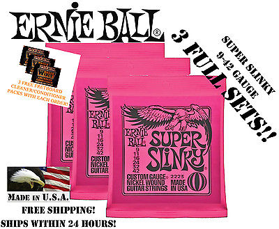 ** 3 SETS! ERNIE BALL SUPER SLINKY ELECTRIC GUITAR STRINGS 2223 **