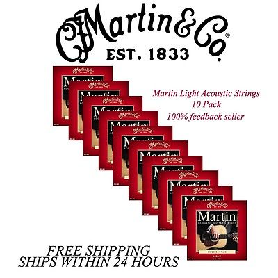 ** 10 SETS - MARTIN M140 ACOUSTIC GUITAR STRINGS LIGHT 80/20 BRONZE **