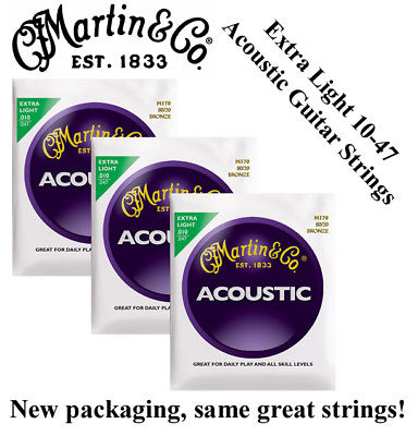 ** 3 SETS - MARTIN M170 ACOUSTIC GUITAR STRINGS EXTRA LIGHT 80/20 BRONZE **