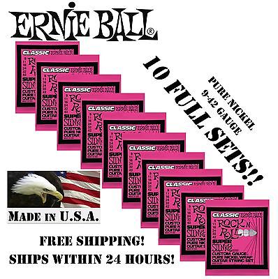 10 PACK ERNIE BALL 2253 CLASSIC ROCK N ROLL SUPER SLINKY ELECTRIC GUITAR STRINGS