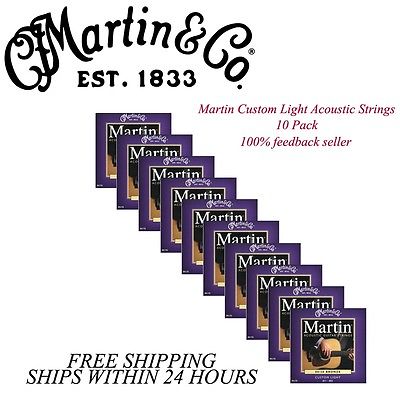 **10 SETS - MARTIN M175 ACOUSTIC GUITAR STRINGS CUSTOM LIGHT 80/20 BRONZE **