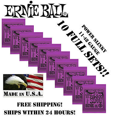 **10 PACK ERNIE BALL POWER SLINKY ELECTRIC GUITAR STRINGS 2220 (11-48 GAUGE)**