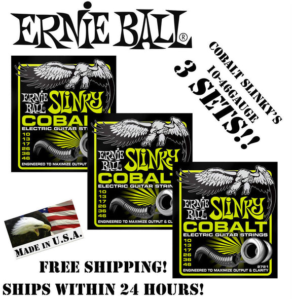 ** 3-PACK ERNIE BALL COBALT REGULAR SLINKY 2721 ELECTRIC GUITAR STRINGS **