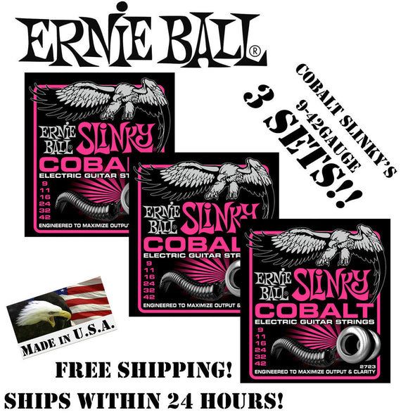 ** 3-PACK ERNIE BALL COBALT SUPER SLINKY 2723 ELECTRIC GUITAR STRINGS 9-42**