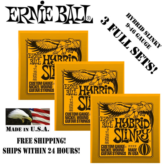 ** 3 SETS! ERNIE BALL HYBRID SLINKY ELECTRIC GUITAR STRINGS 2222 **