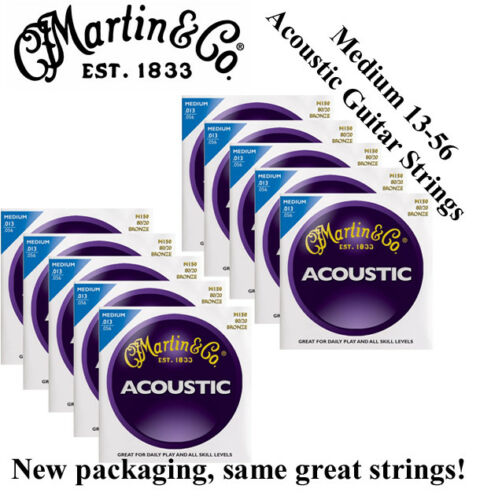 ** 10 SETS - MARTIN M150 ACOUSTIC GUITAR STRINGS MEDIUM (13-56) 80/20 BRONZE **
