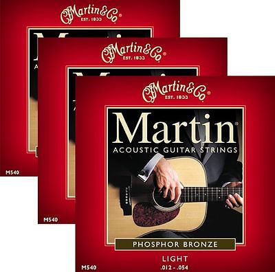 ** 3 SETS - MARTIN 540 ACOUSTIC GUITAR 92/8 PHOSPHER BRONZE LIGHT**