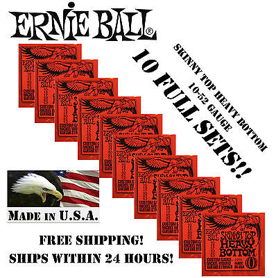 *10 PACK ERNIE BALL SKINNY TOP HEAVY BOTTOM ELECTRIC GUITAR STRINGS 2215(10-52)*